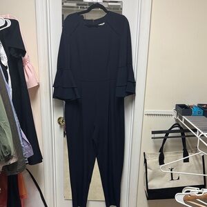 NWT - Eliza J Navy Jumpsuit with Ruffle Sleeves